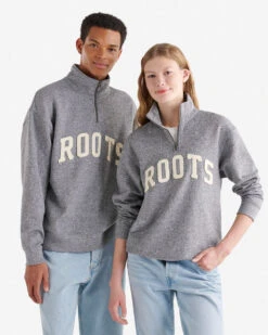 Roots Applique Half Zip Stein